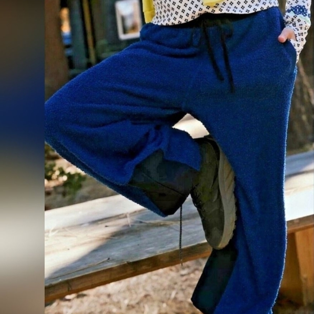 FP Movement Cuddle Up Fleece Blue Track Pants S NWT